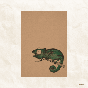 carnet recyclé attrape intention avec un motif de caméléon