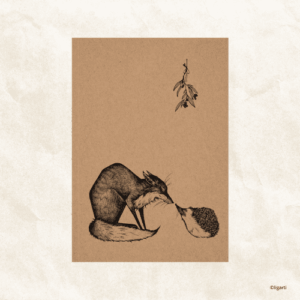 carnet recyclé dialogue des bois avec dessin renard et hérisson